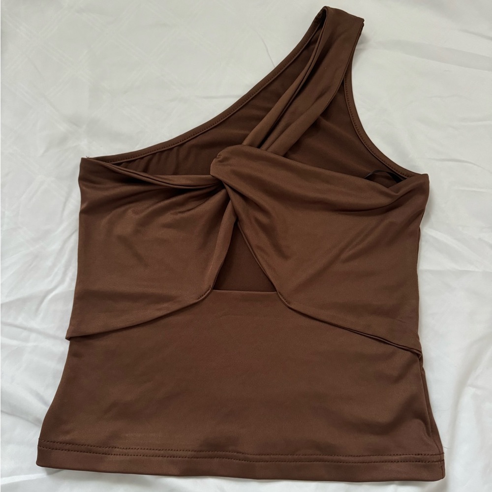 Brown One-Shoulder Women's Top